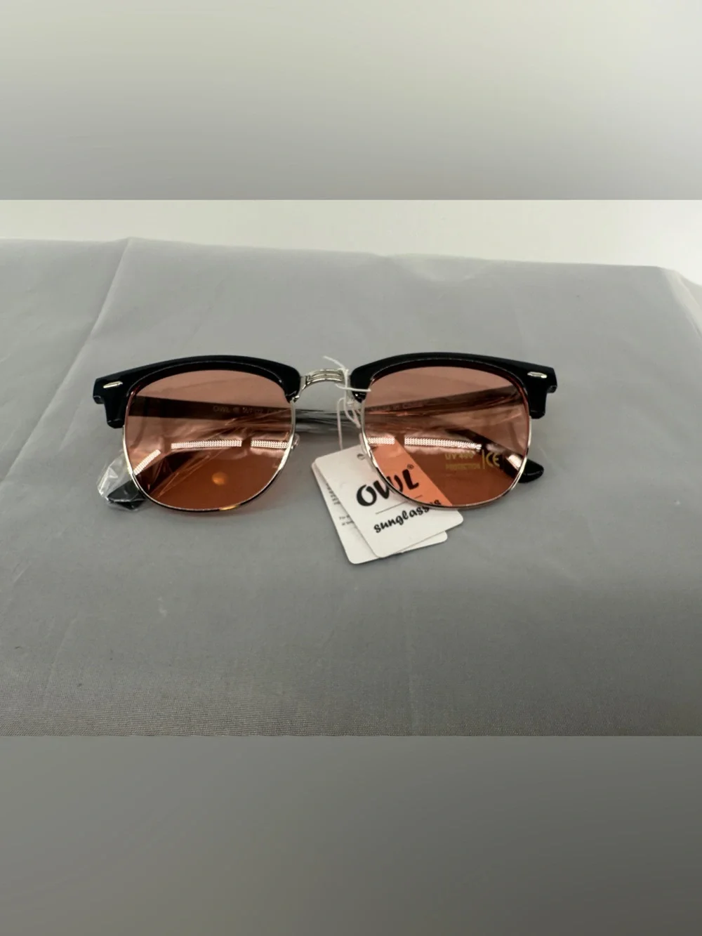 Black and orange clubmaster sunglasses